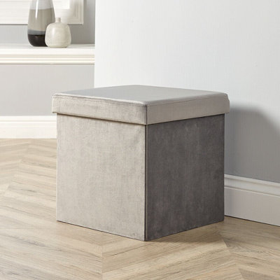Kaimalu 38cm Wide Velvet Square Solid Colour Cube Ottoman with Storage