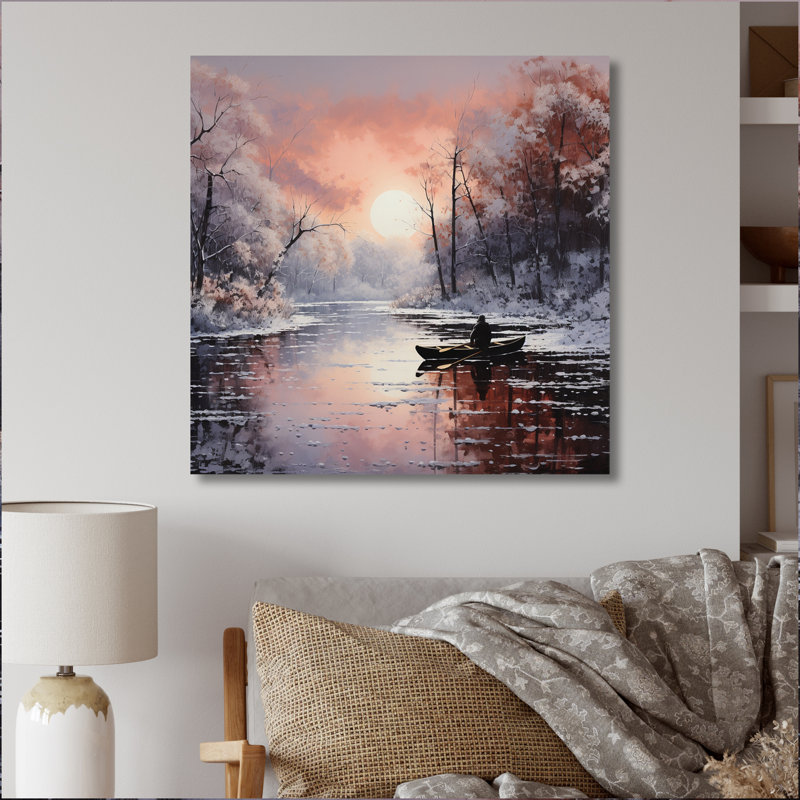 Reproduction d'art mural Winters River Papercut IV - Paysages, H 36 po x l 36 po x P 1,5 po, Toile tendue