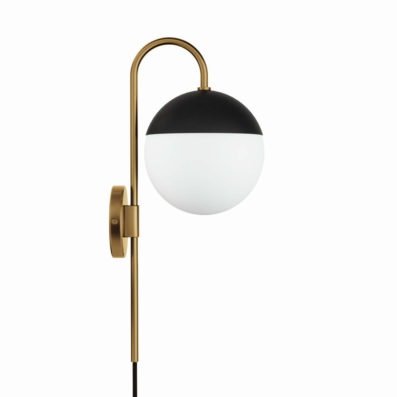 Opal Satin Brass Plug-In Wall Sconce with Frosted Glass Shade