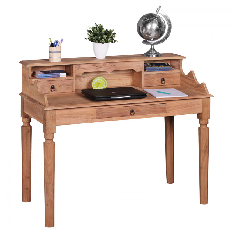 Timeo Solid Wood Base Writing Desk, Light Brown