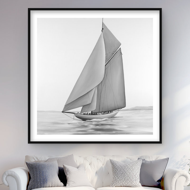 Bateau à voile rétro - Best-sellers, reproduction encadrée, H 48 po x l 48 po, Noir