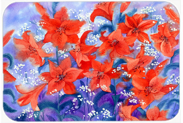 Caroline's Treasures Lillies Glass Cutting Board