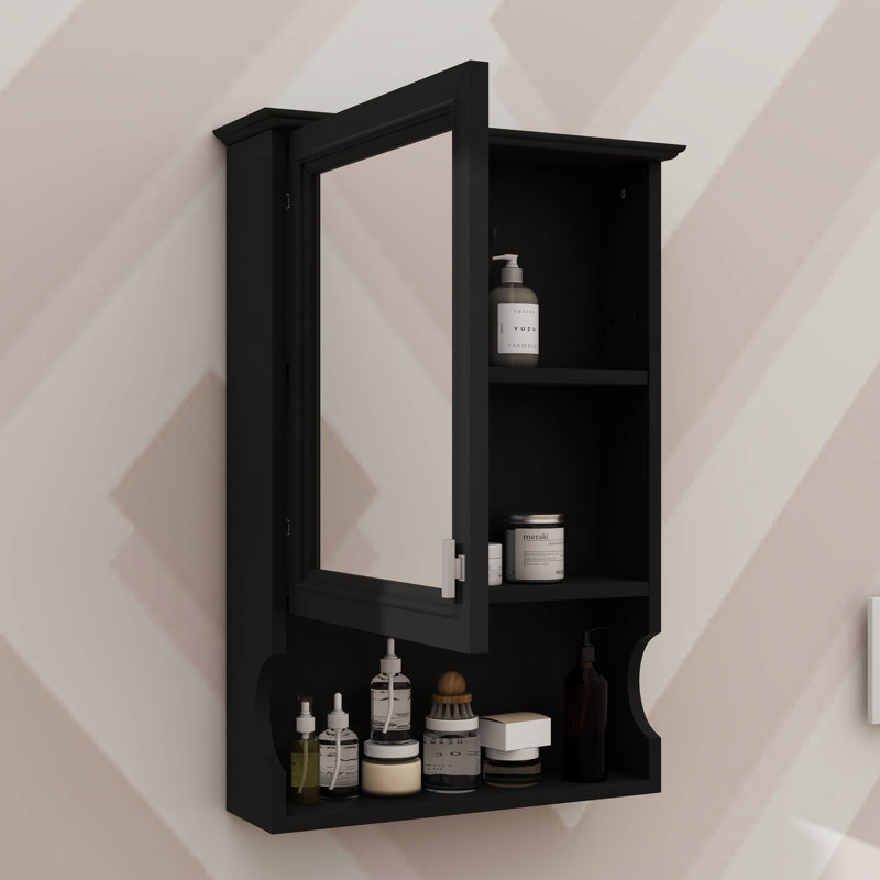 Rangement mural de salle de bain de 20 pouces avec miroir, armoire compacte avec porte, armoire à pharmacie à miroir mince pour espaces restreints