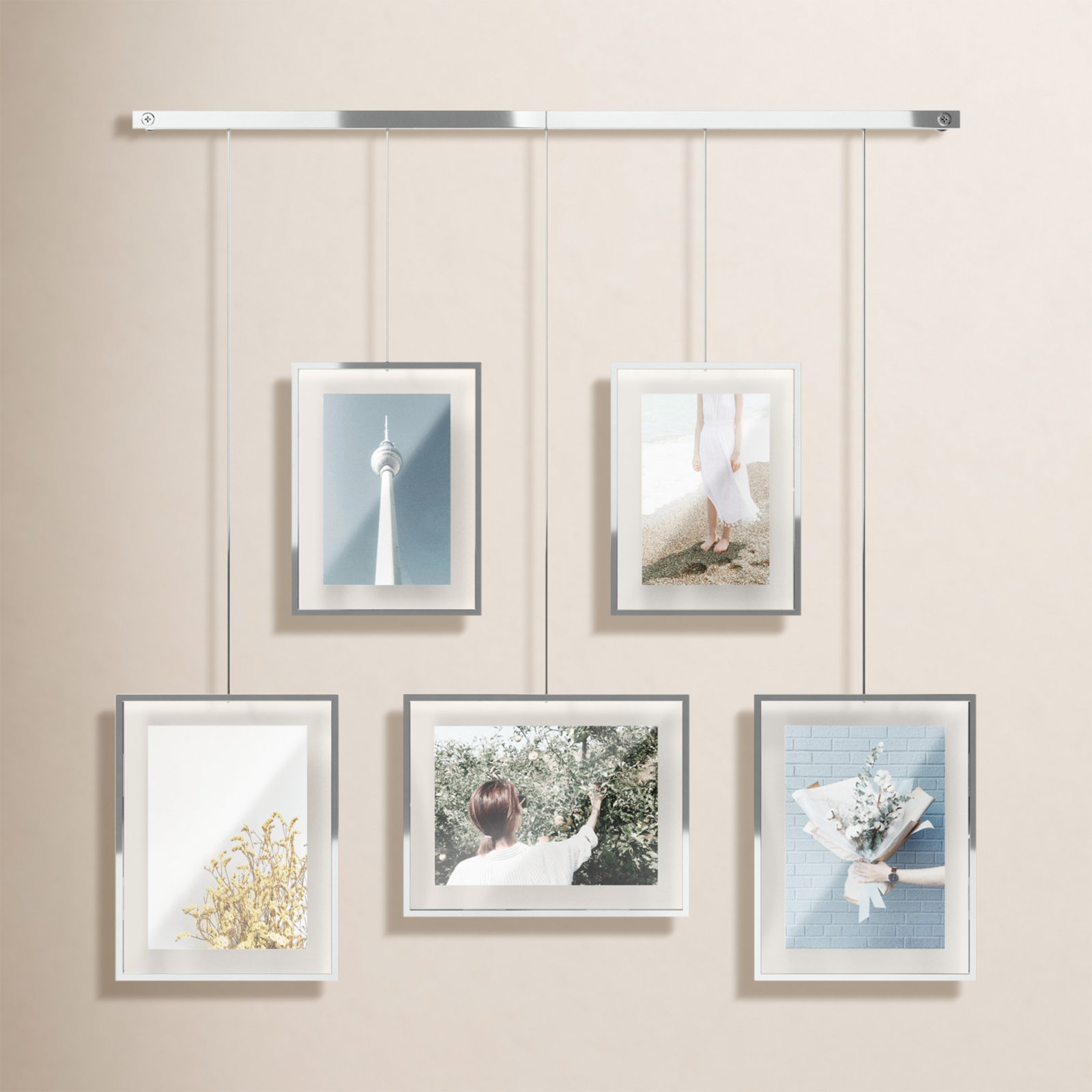 Black Metal Picture Frame - Set of 5, Chrome
