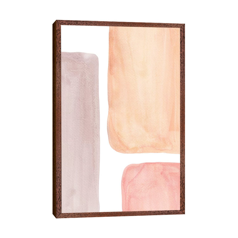 Geometric Shapes by Whales Way - Print on Canvas, 66.04cm H x 45.72cm W x 3.81cm D, Classic Brown Wood Framed
