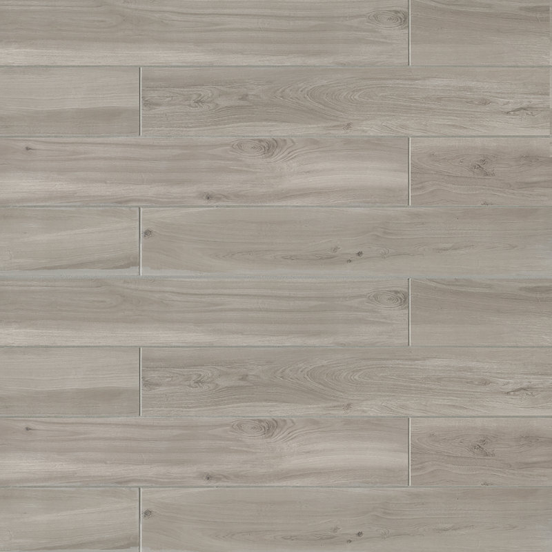 Refined 6" x 36" Porcelain Wood Look Floor Use Tile, Gray