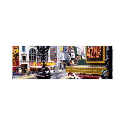 Road Running Through A Market - Wrapped Canvas Panoramic Print