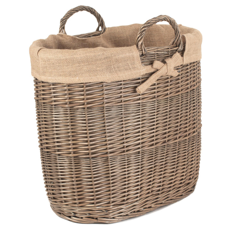 Highcliffe Wicker Lined Storage Log Carrier, 48cm H x 40cm W x 31cm D
