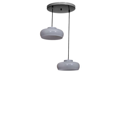 Lustre réglable élégant en métal gris et noir, 10 po x 5,1 po | Hauteur réglable de 8,3 à 27,6 pouces | Compatible avec 2 ampoules E27 de 40 W maximum (non incluses) | Idéal pour les salles à manger, les espaces de vie et les décors modernes