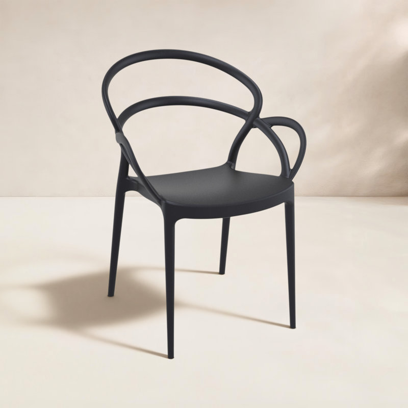 Chaise d'appoint empilable pour patio Farrah, Noir