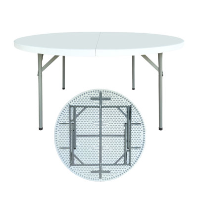 Table ronde pliante en plastique robuste pour table de banquet de mariage de 5 pieds 60 pouces non pliable pour les fêtes (chaise non incluse)
