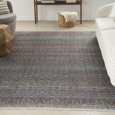 Tapis oriental bleu et brun 5 pi x 7 pi