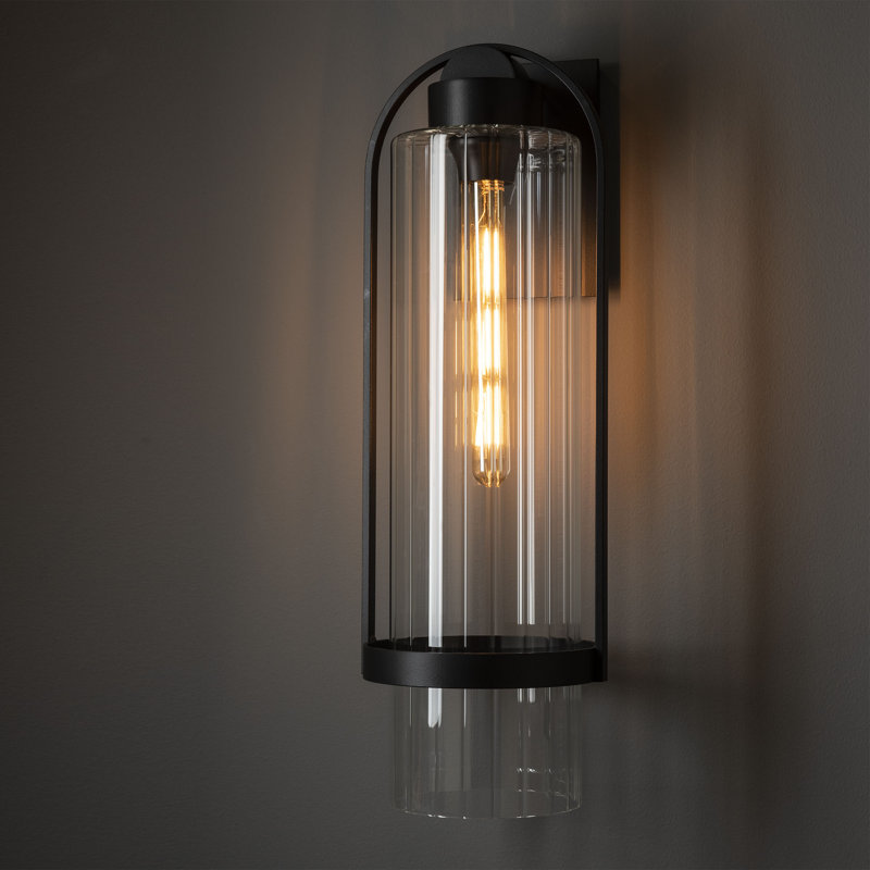 Alcove Aluminum Wall Light, Coastal Black, 23.2" H x 7.8" W x 8.3" D, Clear Glass