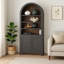 Vitrine arquée Xeny, 3 tablettes avec 2 portes, bois d'acajou gris-117524221