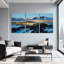 Abstrait montagnes enneigées, paysage de coucher de soleil, ensemble de 3 impressions sur toile-681974836