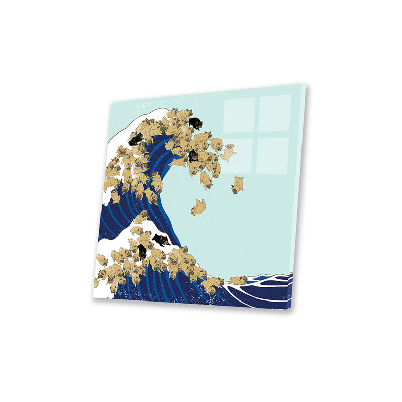 Carlin, la grande vague, impression bleue sur verre acrylique, H 24 po x l 24 po x P 0,25 po