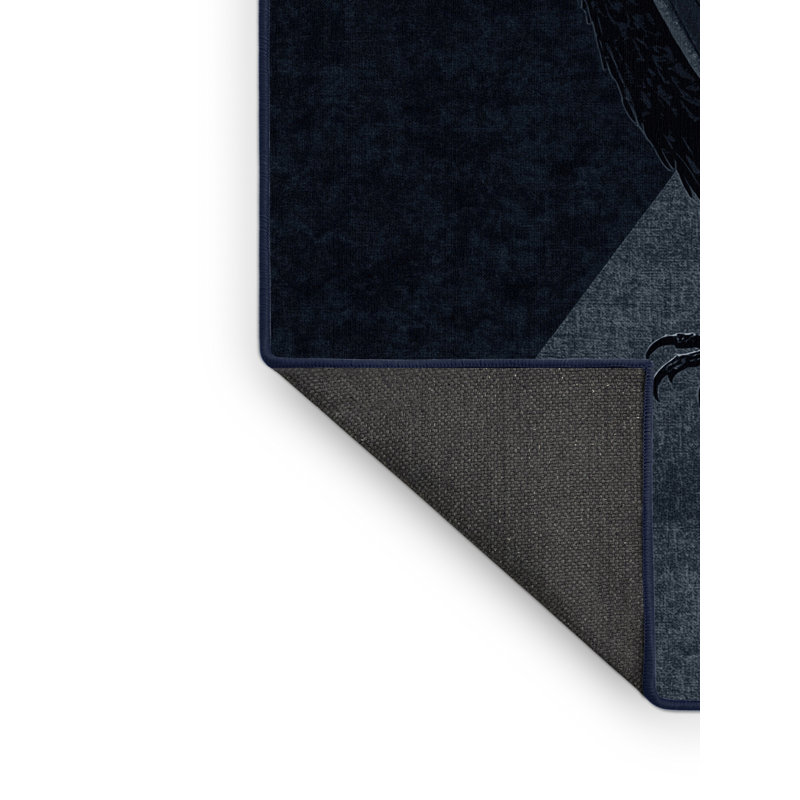 Soft Plush Evenson Halloween Modern & Contemporary Abstract Area Rug in Gray – Navy Binding, 7x10