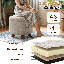 Repose-pieds avec rangement et siège rembourré, repose-pieds en coton et lin, tabouret rond pour la chambre à coucher du salon-861216430