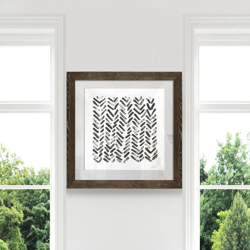 Mixed signaux VII-reproduction d’art sur papier encadrée, H 27,5 po x l 27,5 po x P 1,5 po, Cadre noyer
