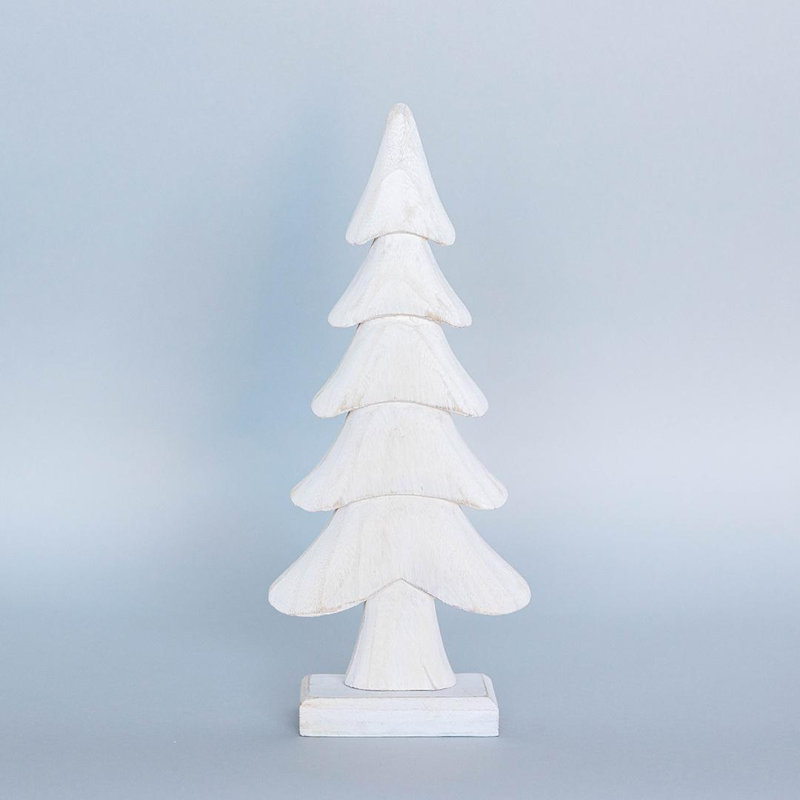 Carved Tree On A Base Figurine, White, 10" H x 4" W x 2" D