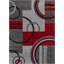 Tapis gris et rouge moderne à motif de courbes géométriques Shaliya Galaxy-1762005014