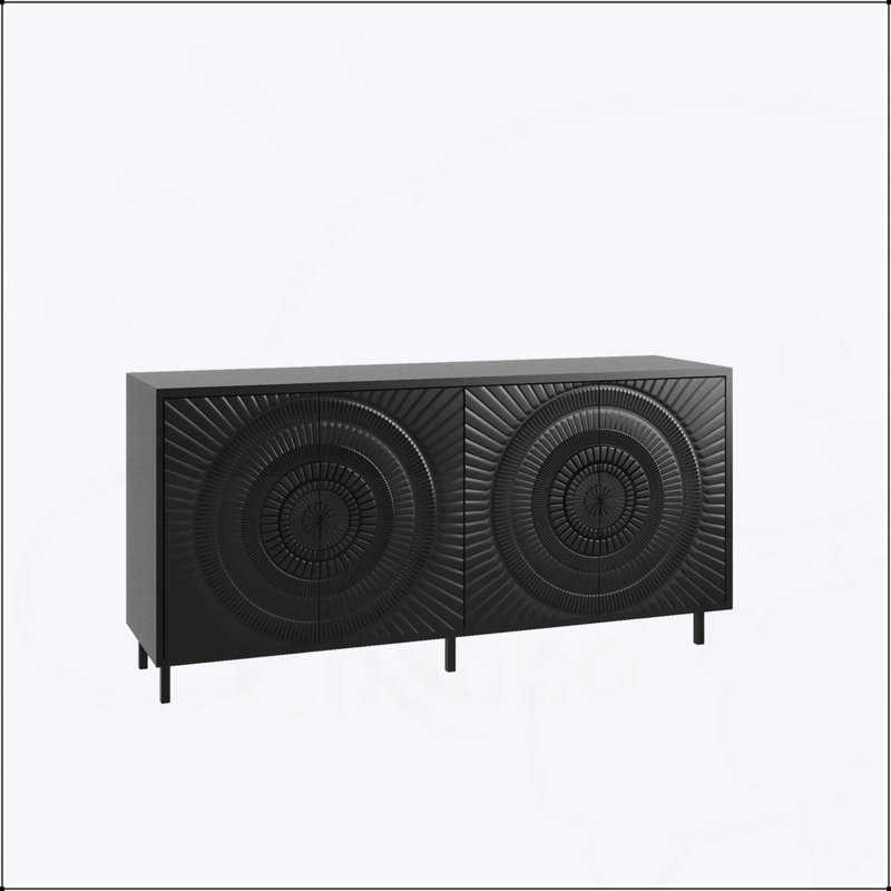 Buffet moderne en bois noir avec tablettes réglables pour un rangement polyvalent et un décor élégant