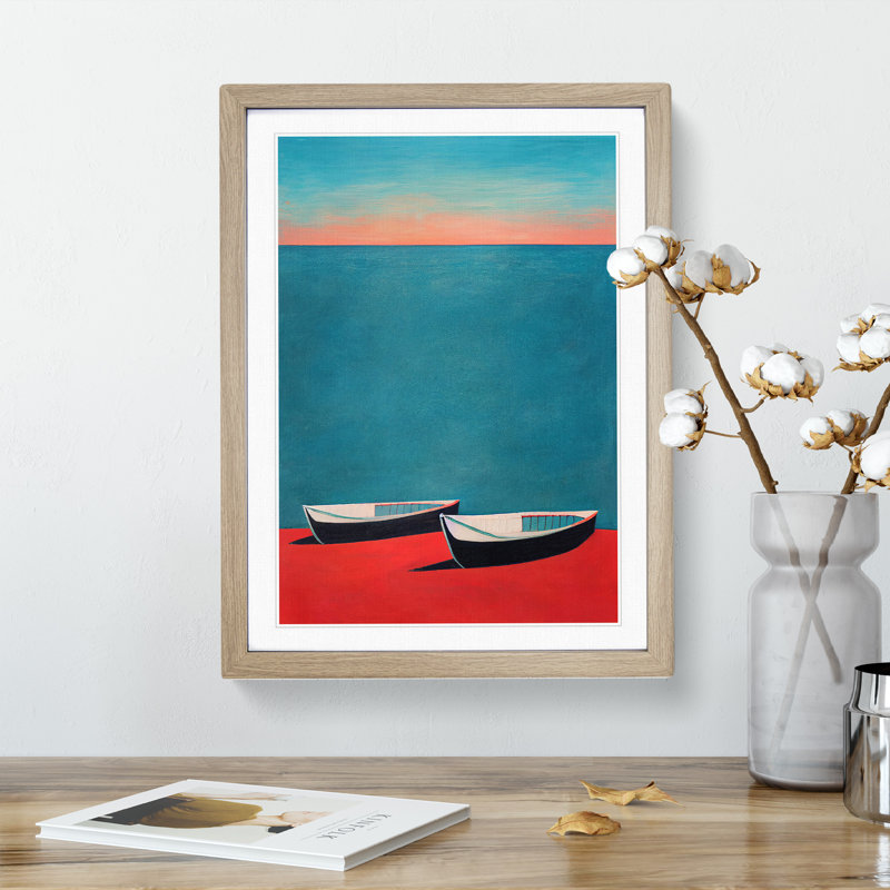 Abstract Boat No.2 - Single Picture Frame Print, 64cm H x 46cm W x 2cm D, Oak