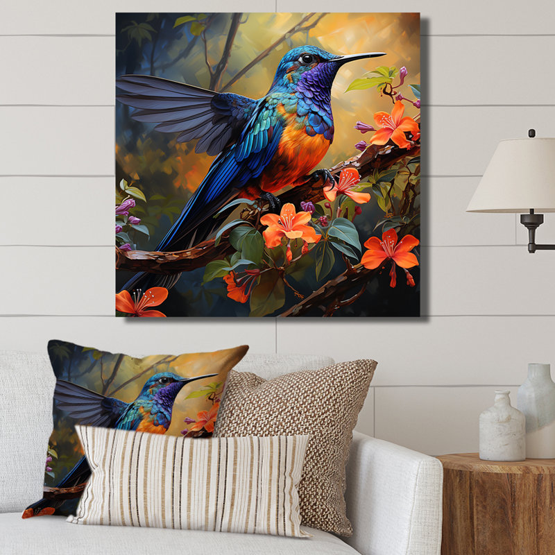 «Humminbird» - Art mural, Toile tendue, H 30 po x l 30 po x P 1,5 po