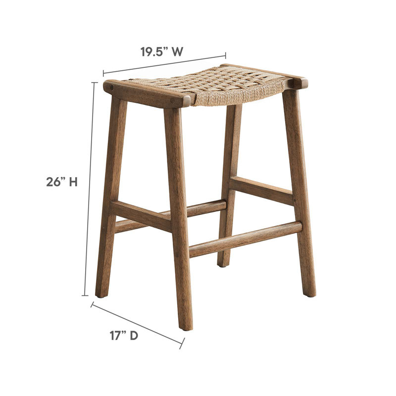 Modway Saoirse Counter/Bar Stools, Counter Stool (26” Seat Height), Natural Rope/Walnut Frame
