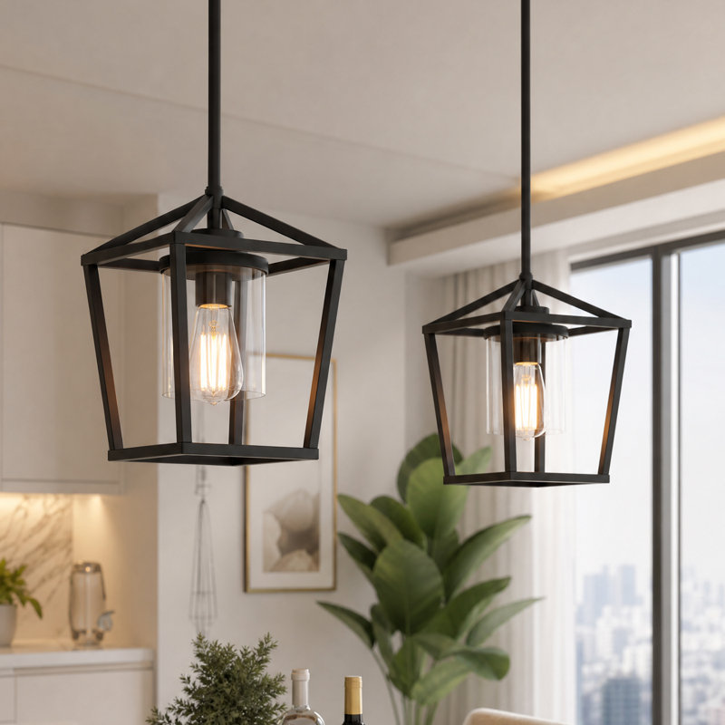 Industrial Geometric Pendant Lighting for Kitchen Island