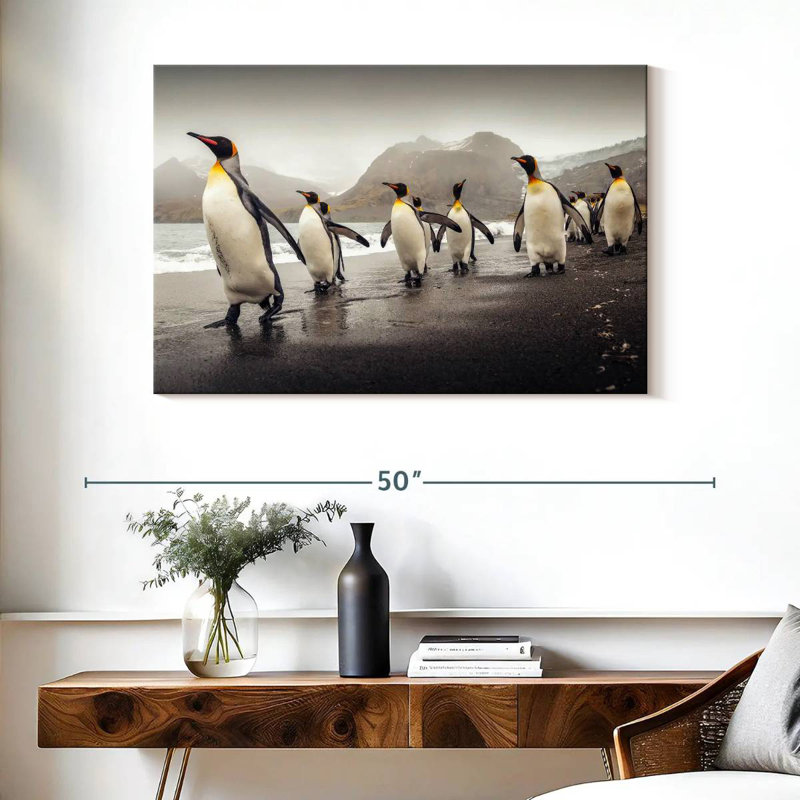 Brampt Penguins Along The Beach, 26" H x 39" W