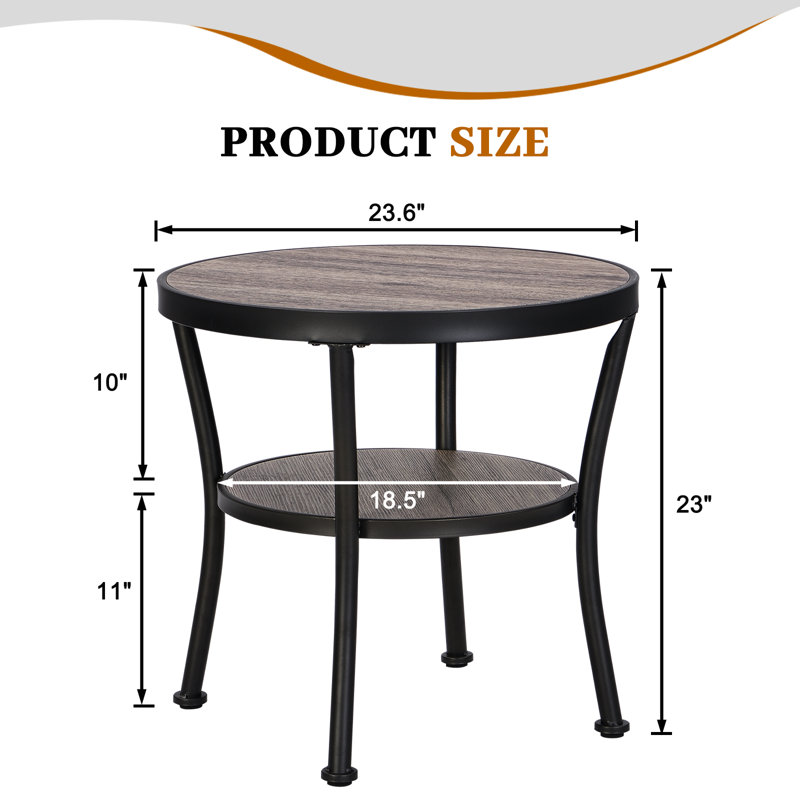 Aderes Side Table with Storage, Grey/Black