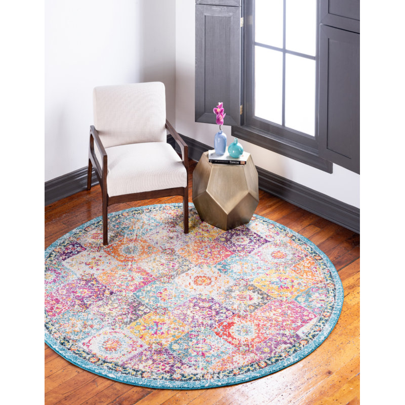 Galyean Abstract Indoor Rug, Round 6'