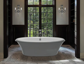 MTI Solutions Freestanding Soaker Tub, Biscuit