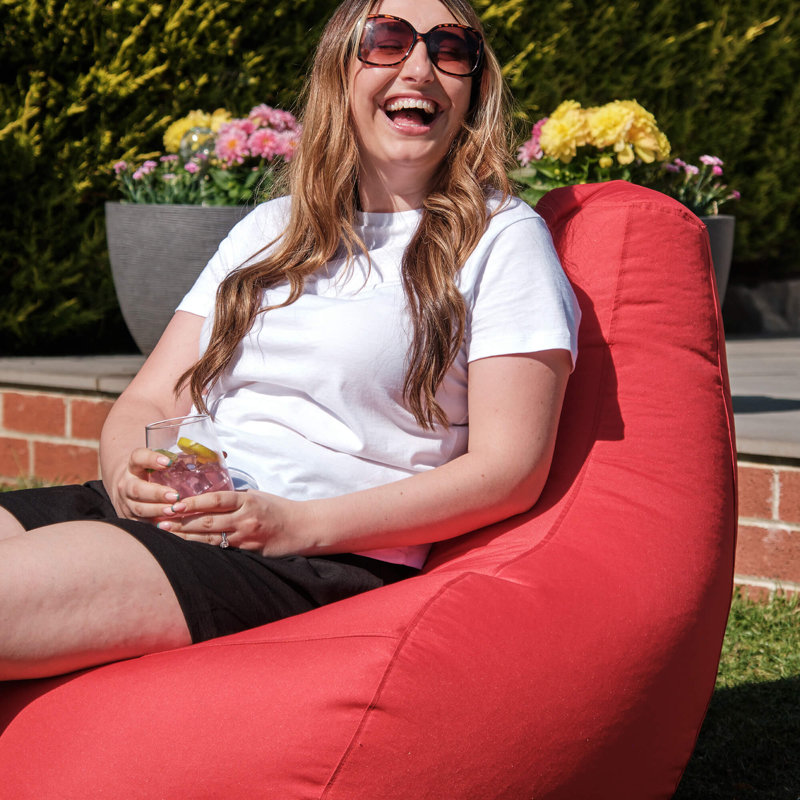 Bean Bag Bazaar Dalton Water-Resistant High Back Recliner Bean Bag, Red