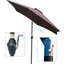 Parasol d'extérieur 9 pi chocolat - résistant aux intempéries et à la décoloration, fabrication en acier avec évent, manivelle inclinable pour une utilisation optimale, couverture d'eau de 9 pi, structure solide, sécurité supplémentaire, mécanisme-873337783