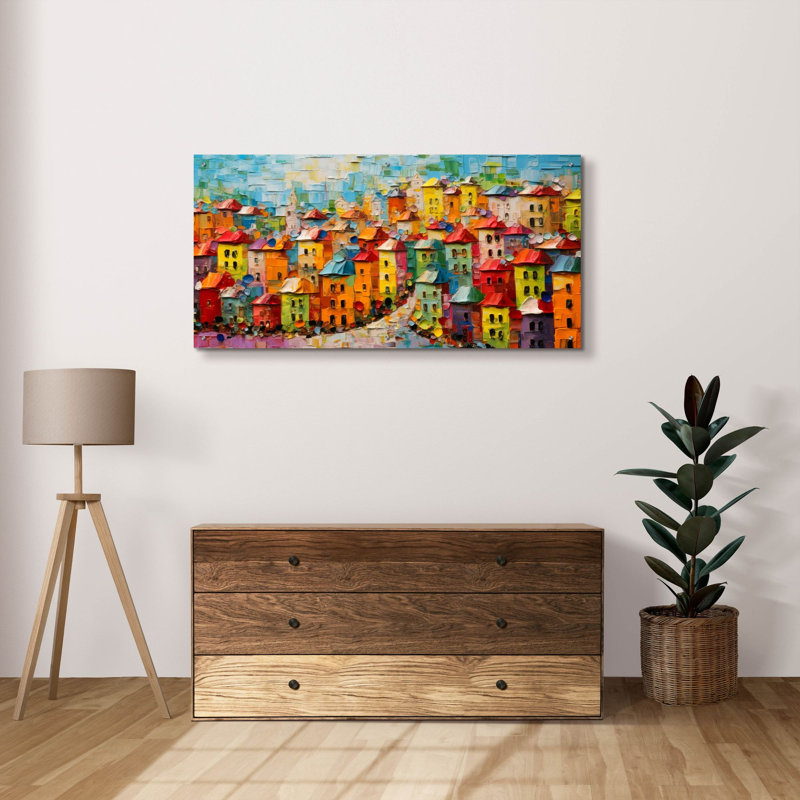 «Colorful City», art mural en verre acrylique, 48 po x 24 po, H 24 po x l 48 po