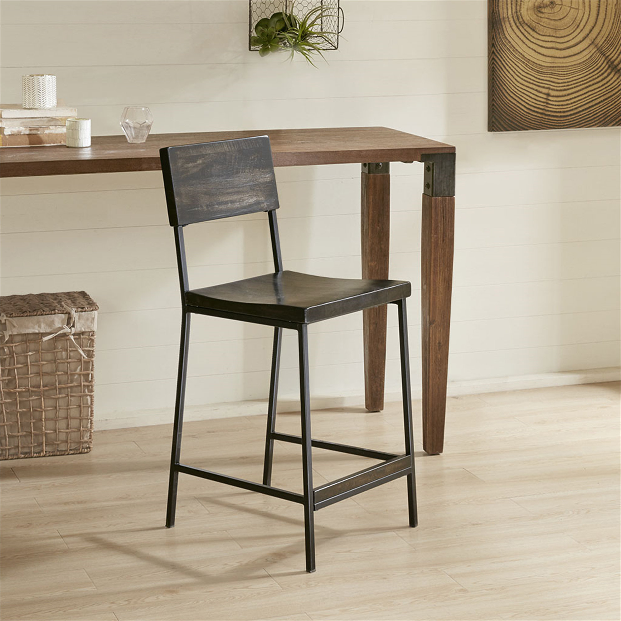 17 Stories Zhyair Solid Wood Counter Stool, counter height bar stools
