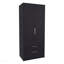 Armoire à portes doubles, deux tiroirs, tringle suspendue et étagères intérieures, garde-robe, noir
