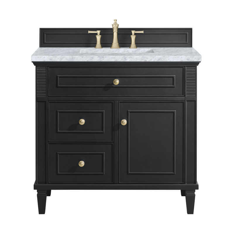Lorelai 36'' W Single Vanity, Carrara White, Black Onyx, 8" Widespread