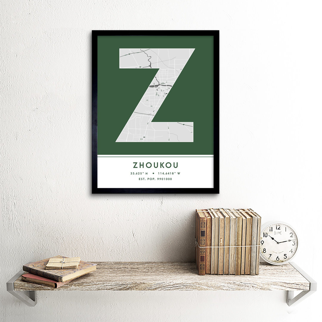 Zhoukou China City Map - Single Picture Frame Typography