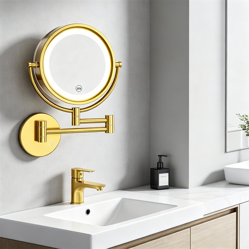 Miroir de maquillage, miroir de maquillage grossissant à brancher avec lumières DEL 3 couleurs, miroir de meuble-lavabo double face (grossissement 10 fois)