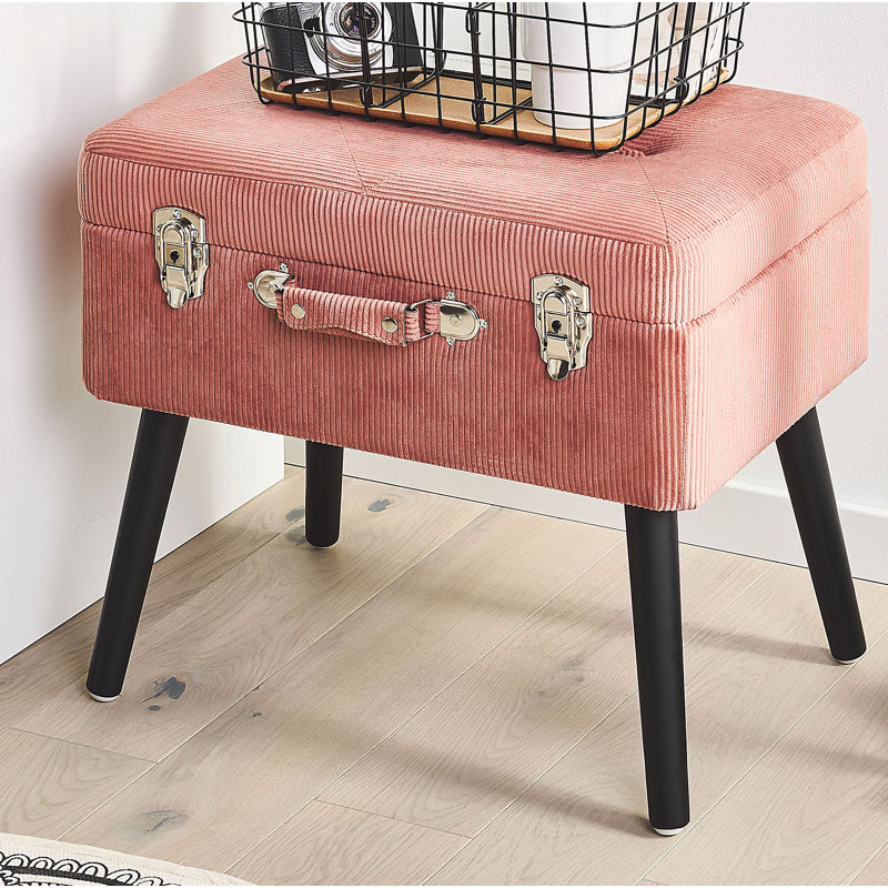 Burger Rectangle Solid Colour Ottoman with Storage, Pink