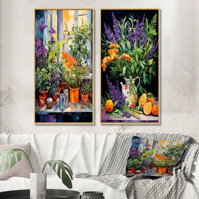 «Fauvist Herbs Pottery Flavors IV», ensemble de 2 reproductions d'art sur toile