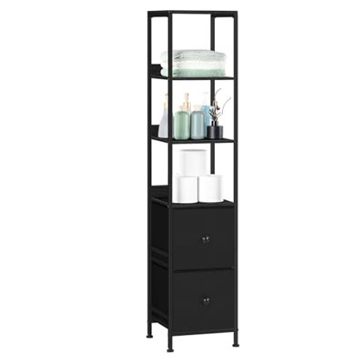 Storage Organizer with Drawers & Top Shelf, Metal & Wood Side Table for Bedroom, Living Room, Office