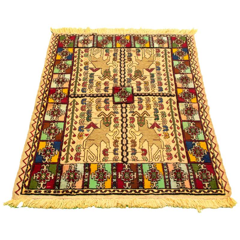 Tapis crème en laine noué à la main