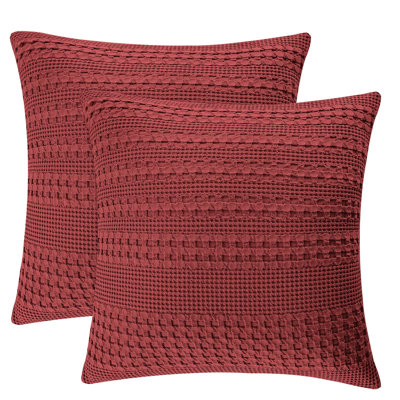 PHF Waffle Weave Pillow Covers , 2 Pack 100% Cotton Square Pillow Shell for Bedding Decor, No Insert