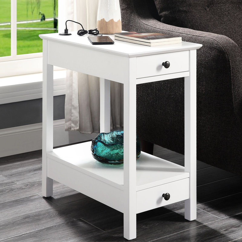 Table rectangulaire blanche avec 2 tiroirs et une base stable avec pieds carrés décoratifs