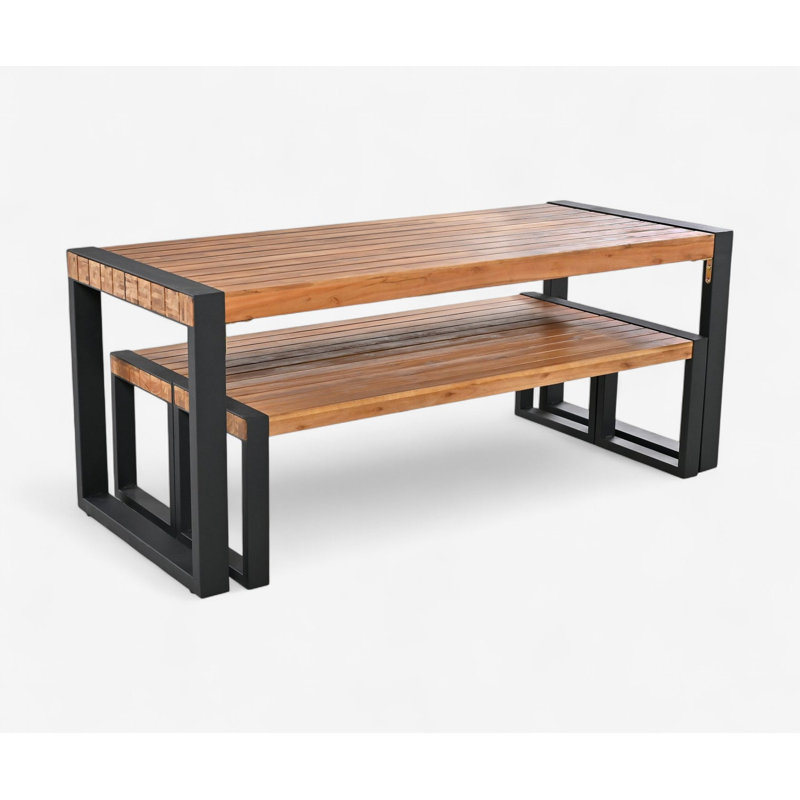 Ensemble de salle à manger de patio en bois massif