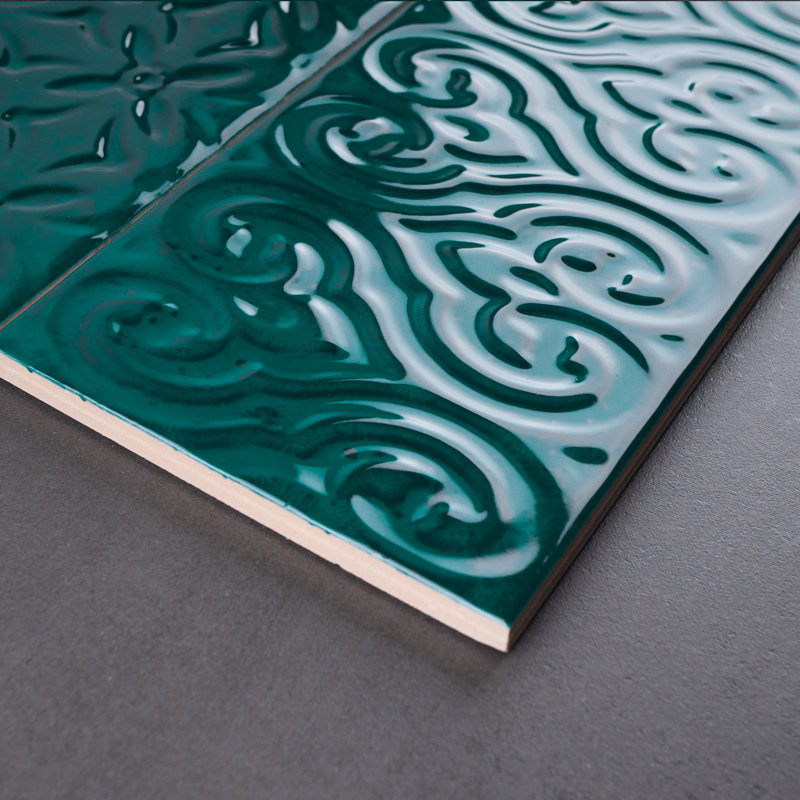 Zurbaran 4.73 in. X 9.45 in. Polished Ceramic Subway Wall Tile, Zafiro Green